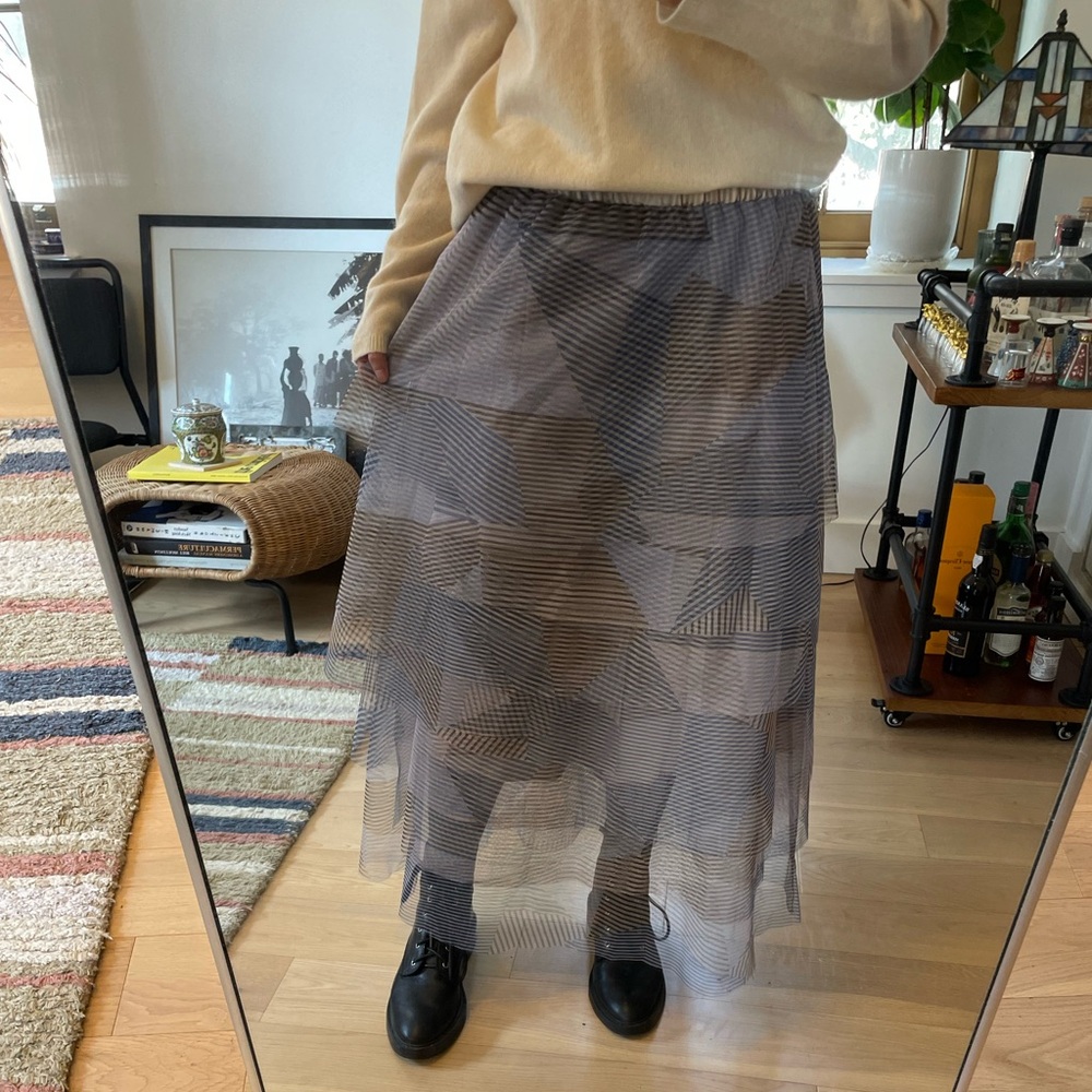 Simone Rocha inspired tutu midi skirt in blue and brown